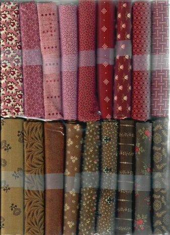 Quiltpakket J Love & Hope Sampler wijnrood-oudroze-bruin op beige