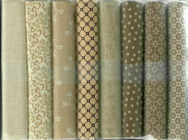 Fabric package J Love & Hope Sampler wine red-old pink-brown on beige