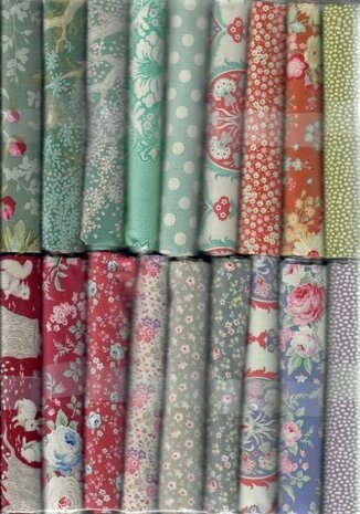 Quiltpakket L Love & Hope Sampler TILDA stoffen op licht blauw