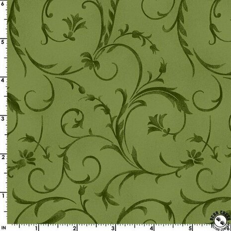 MASQB100-G Beautiful Backing medium green with garlands 275 cm wide