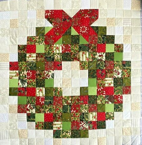 achterkantstof 1 stuk voor kerstkrans quilt box 9