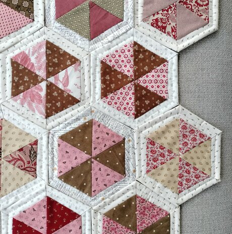 Patroon Potholder/ Pannenlap Quilt met proefblok Romantisch