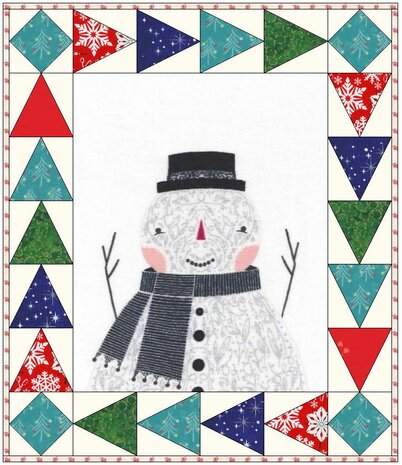 2 Miniquilts en 8 Onderzetters Merrymaking KERSTMAN EN SNEEUWPOP