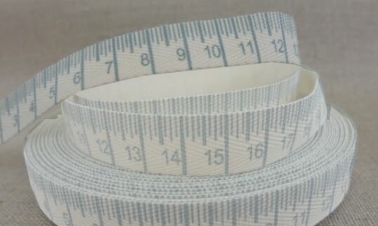 katoenen band met centimeter opdruk blauw