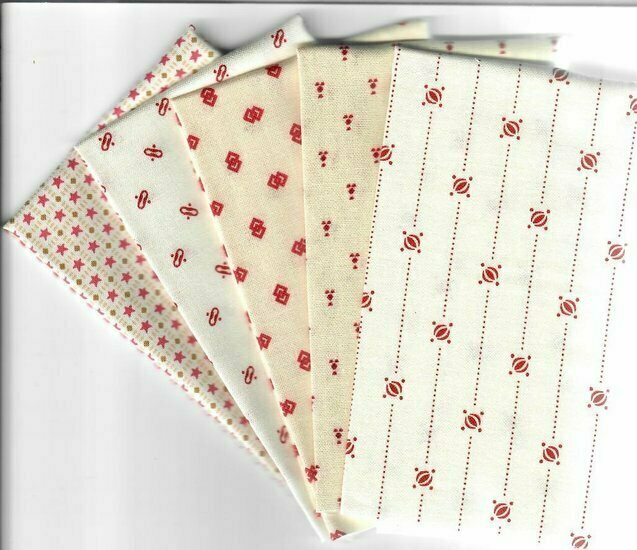 Mini Pack shirtings ecru met rood