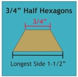 HHX075  3/4 inch Half Hexagon papieren mallen