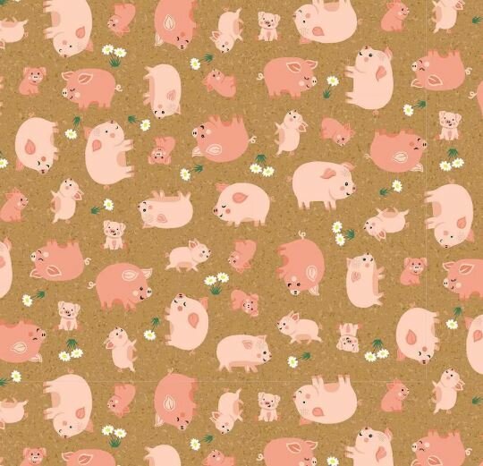 069-V Fun farm Happy Pigs Brown