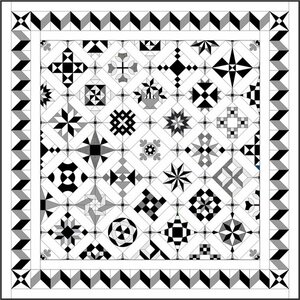 Quiltpakket E Love & Hope Sampler Quilt Zwart/grijs/cremewit