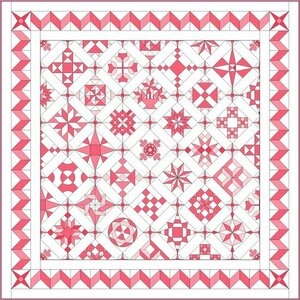 Quiltpakket B Love & Hope Sampler Quilt Roze /cremewit