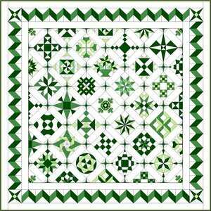 Quiltpakket D Love & Hope Sampler Quilt Groen/cremewit