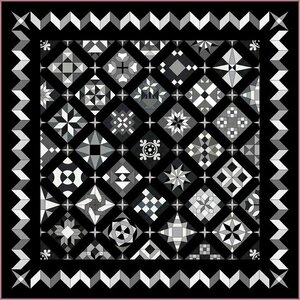 Quiltpakket G Love & Hope Sampler zilvergrijstinten /zwart