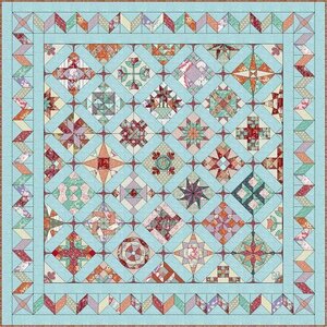 Quiltpakket L Love & Hope Sampler TILDA stoffen op licht blauw