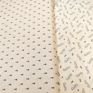 Rückenstoff 55x60 cm ecru mit blauem Aufdruck