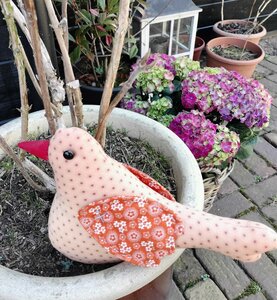 Patroon stoffen vogeltje 13 cm