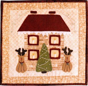 Quiltpakket Cozy cottages huisje miniquilt DECEMBER